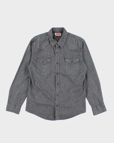Vintage Wrangler Light Wash Grey Denim Shirt - M