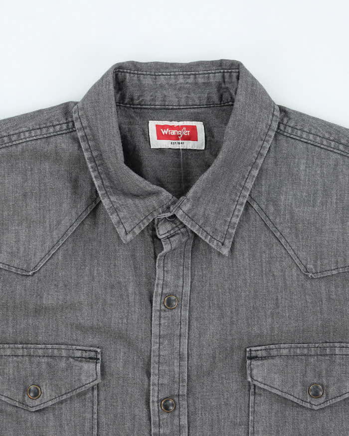 Vintage Wrangler Light Wash Grey Denim Shirt - M