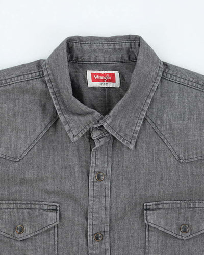 Vintage Wrangler Light Wash Grey Denim Shirt - M