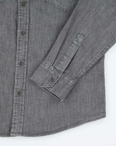 Vintage Wrangler Light Wash Grey Denim Shirt - M