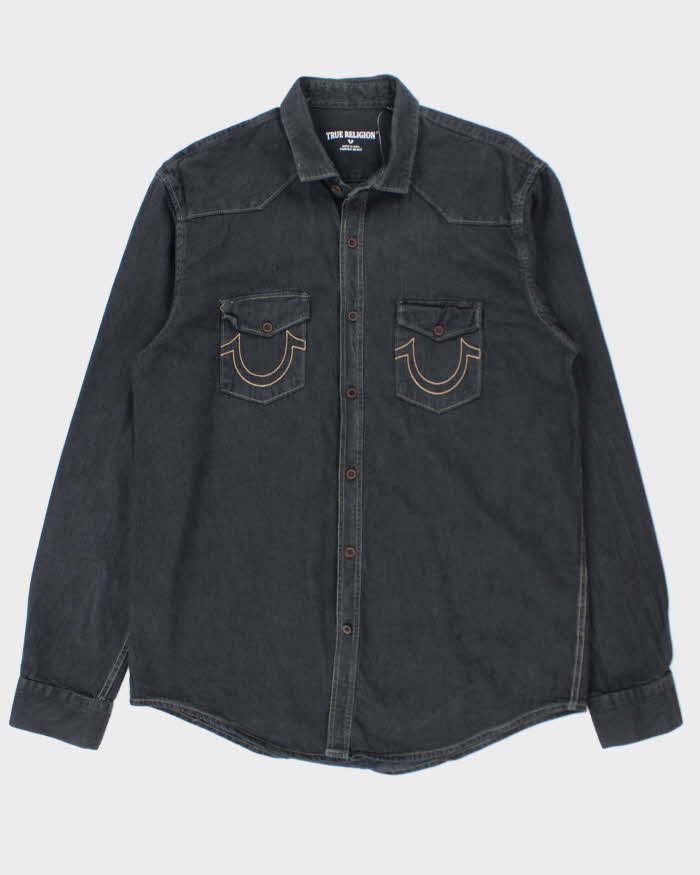 Vintage Y2K True Religion Dark Wash Button Up Denim Shirt - XXL