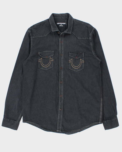 Vintage Y2K True Religion Dark Wash Button Up Denim Shirt - XXL