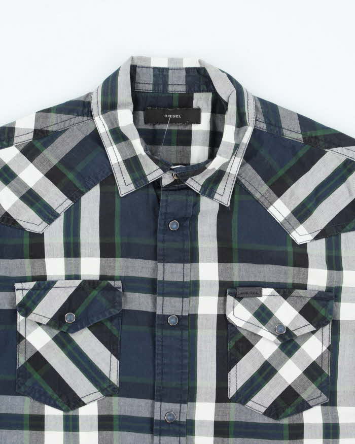 Vintage Y2k Diesel Checked Long Sleeve Shirt - M