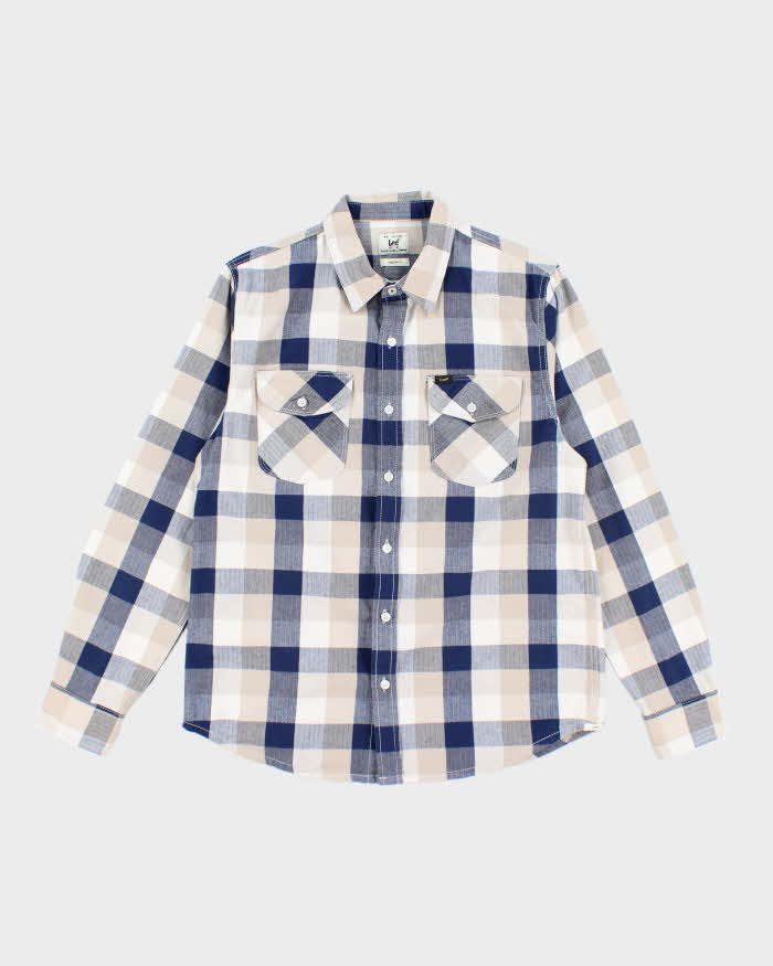 Vintage 2000's Lee Blue Plaid Flannel Shirt - M