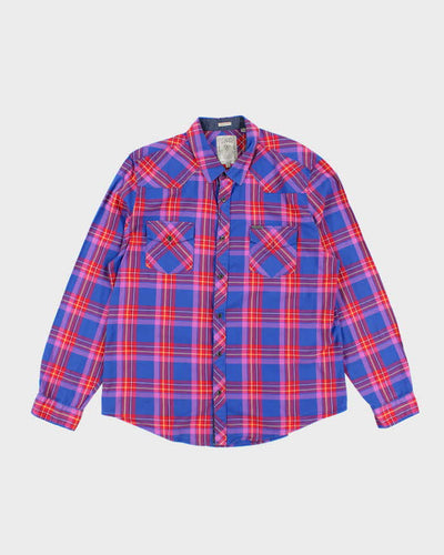 Y2k 00s Guess Checked Long Sleeve Shirt - XL