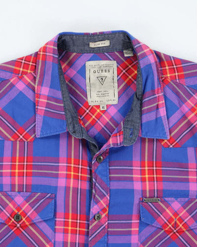 Y2k 00s Guess Checked Long Sleeve Shirt - XL