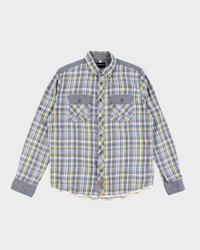 Y2k 00s Calvin Klein Checked Long Sleeve Shirt - M