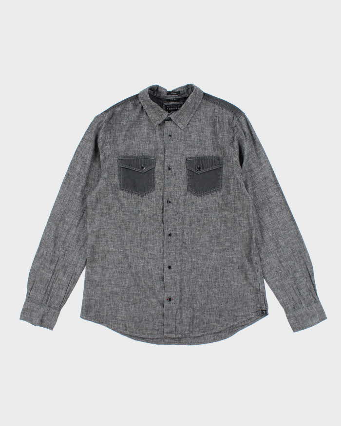 Vintage Y2k 00s Guess Grey Long Sleeve Shirt -  L
