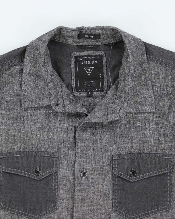Vintage Y2k 00s Guess Grey Long Sleeve Shirt -  L