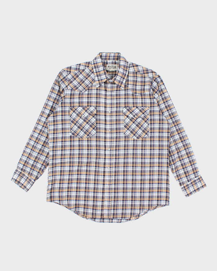 Vintage 70s Western Checked Shirt - L