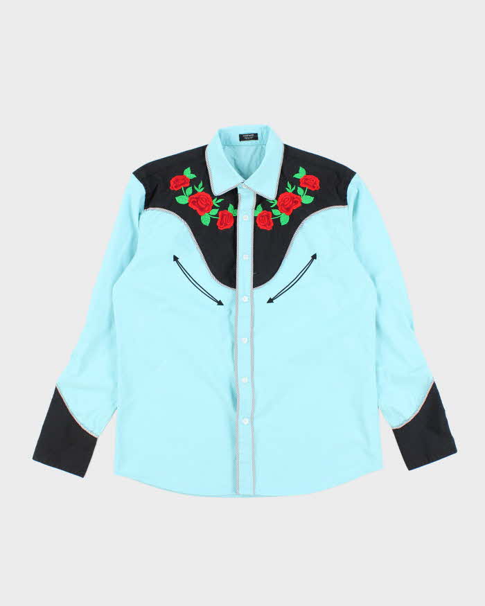 Vintage 90's Western Rose Embroidered Button Up Shirt - L