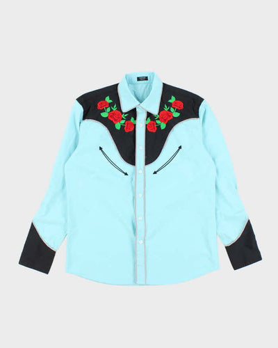 Vintage 90's Western Rose Embroidered Button Up Shirt - L