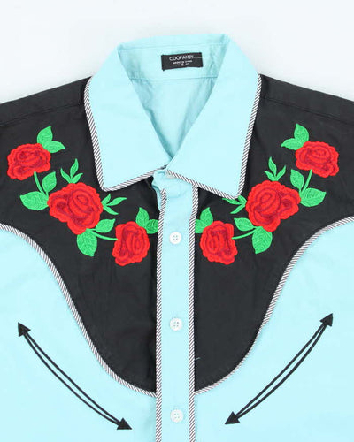 Vintage 90's Western Rose Embroidered Button Up Shirt - L