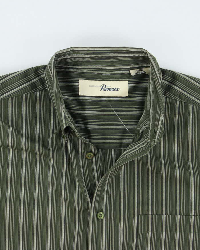 Vintage Penmans Green Striped Long Sleeve Shirt - L