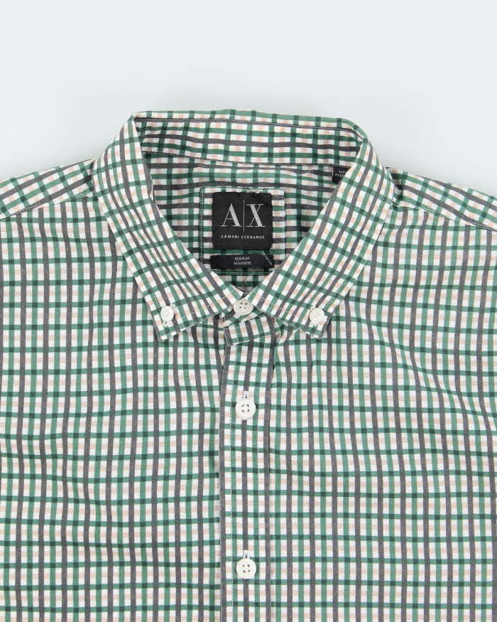 Vintage 00s Armani Exchange Checked Long Sleeve Shirt - M
