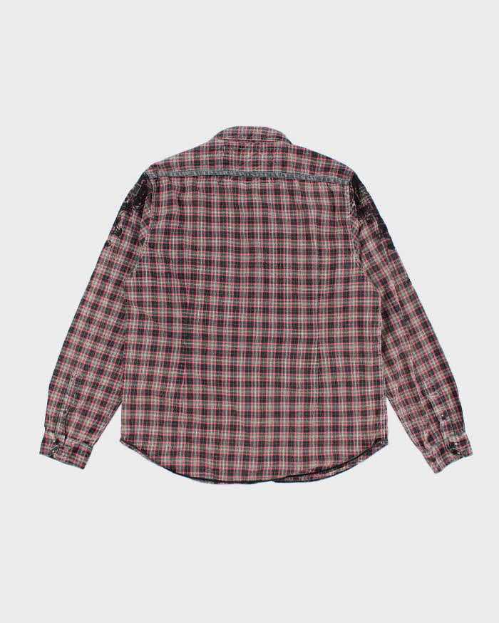 Vintage Y2k 00s Guess Checked Embroidered Long Sleeve Shirt - L