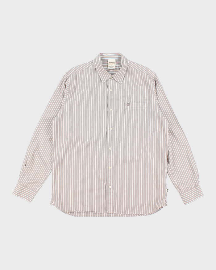 Vintage 00s Timberland Striped Oversized Long Sleeve Shirt - L