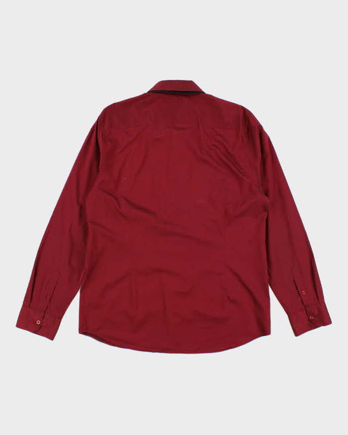 Vintage Y2k 00s Guess Red Shiny Long Sleeve Shirt - XL