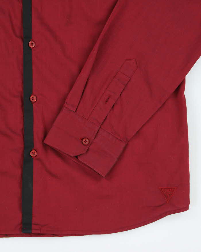 Vintage Y2k 00s Guess Red Shiny Long Sleeve Shirt - XL