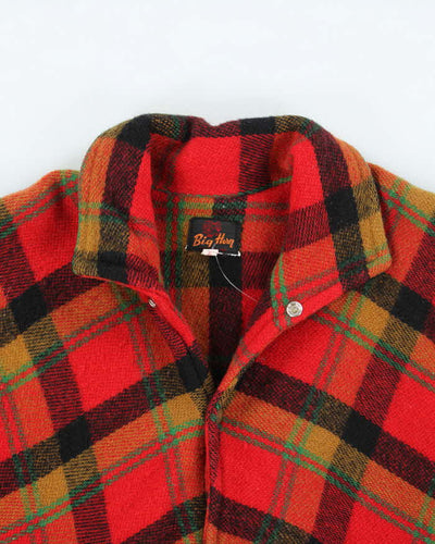 Vintage 70's Big Horn Wool Snap Button Flannel Shirt Coat - L