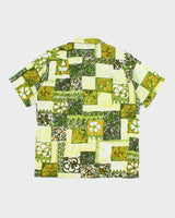 Vintage 70s Barkcloth Green Hawaiian Shirt - L