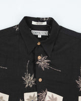 Vintage Patterned Black Hawaiian Shirt - M