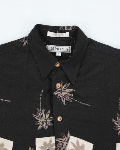 Vintage Patterned Black Hawaiian Shirt - M