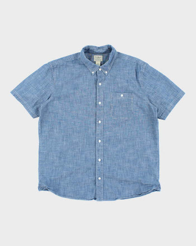 Vintage L.L. Bean Short Sleeve Medium Wash Denim Shirt - L