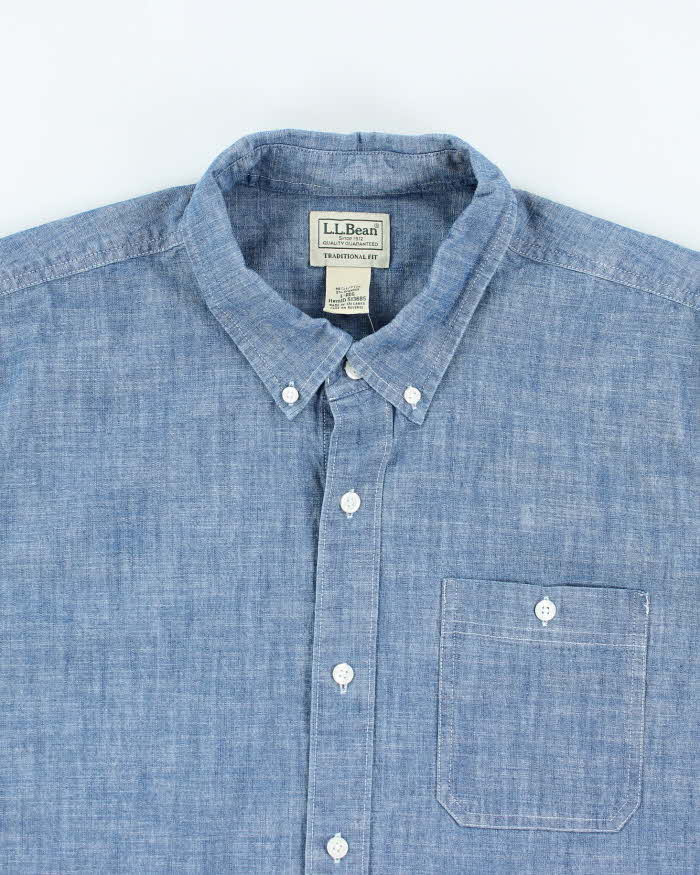 Vintage L.L. Bean Short Sleeve Medium Wash Denim Shirt - L