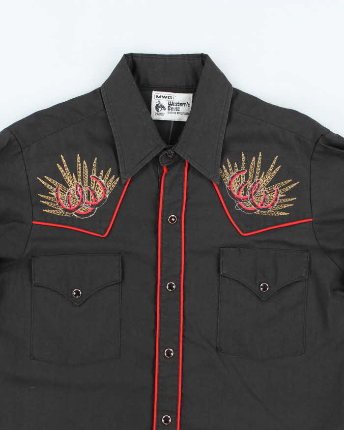 Vintage 70s MWG Horse Shoe Embroidered Western Shirt - M