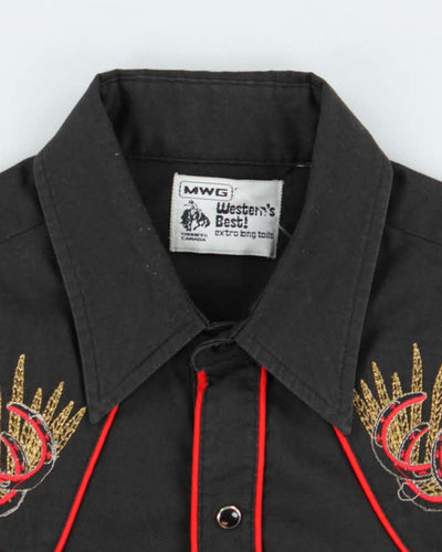 Vintage 70s MWG Horse Shoe Embroidered Western Shirt - M