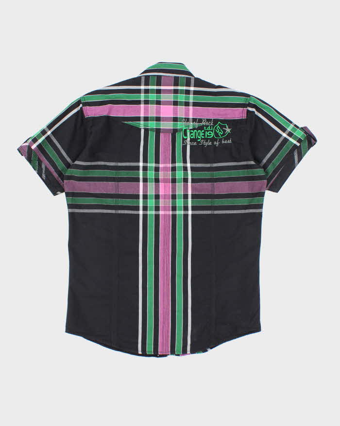 Vintage Y2k 00s Zinc Embroidered Short Sleeve Shirt - M