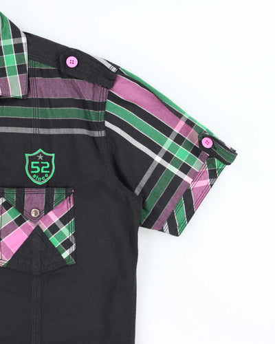 Vintage Y2k 00s Zinc Embroidered Short Sleeve Shirt - M