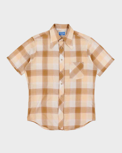 Vintage 70s Arrow Checked Short Sleeve Shirt - L