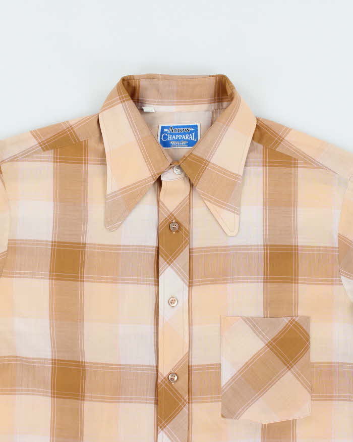 Vintage 70s Arrow Checked Short Sleeve Shirt - L