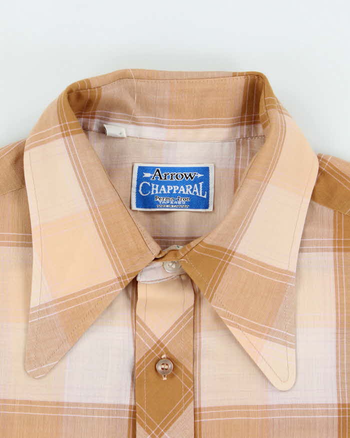 Vintage 70s Arrow Checked Short Sleeve Shirt - L