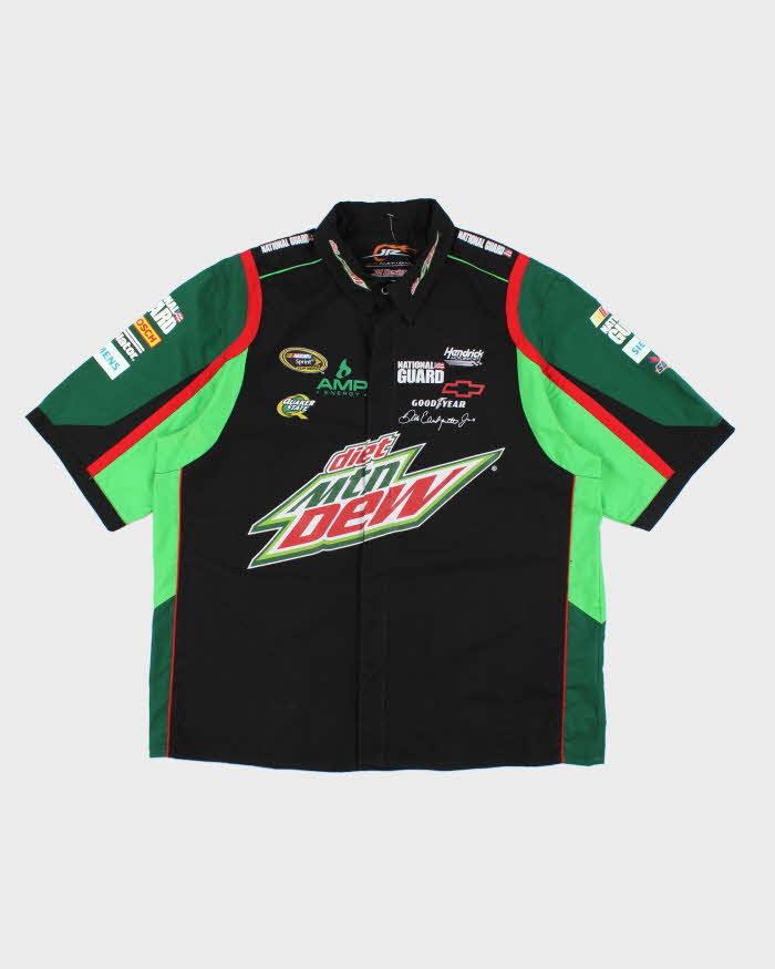 Vintage 2000's Nascar Mountain Dew Car Racing Short Sleeve Shirt - L