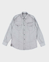 Vintage Y2K Eighty Eight Pin Striped Button Up Shirt - XL