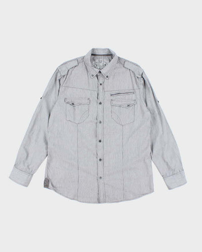 Vintage Y2K Eighty Eight Pin Striped Button Up Shirt - XL