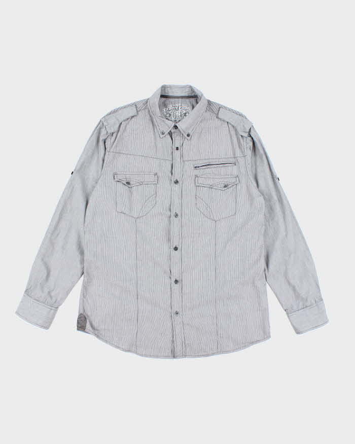 Vintage Y2K Eighty Eight Pin Striped Button Up Shirt - XL