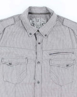 Vintage Y2K Eighty Eight Pin Striped Button Up Shirt - XL