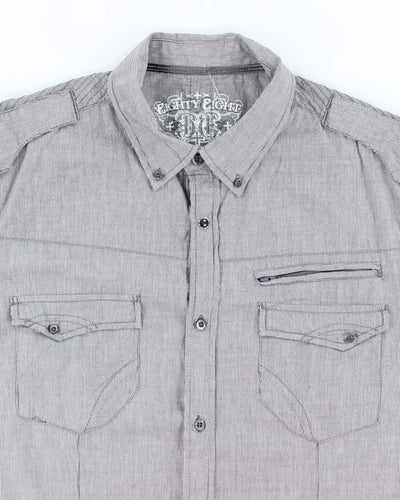 Vintage Y2K Eighty Eight Pin Striped Button Up Shirt - XL