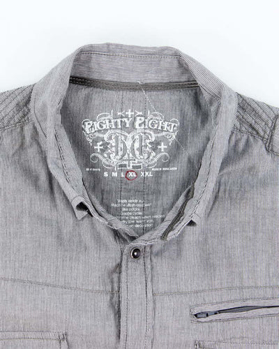 Vintage Y2K Eighty Eight Pin Striped Button Up Shirt - XL