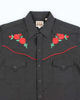 Vintage 80's Rose Embroidered Western Style Shirt - M