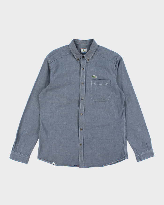 Vintage Lacoste Blue Plain Button Up Shirt - M