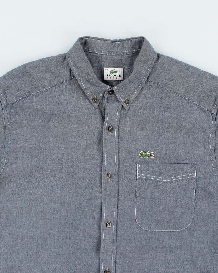 Vintage Lacoste Blue Plain Button Up Shirt - M