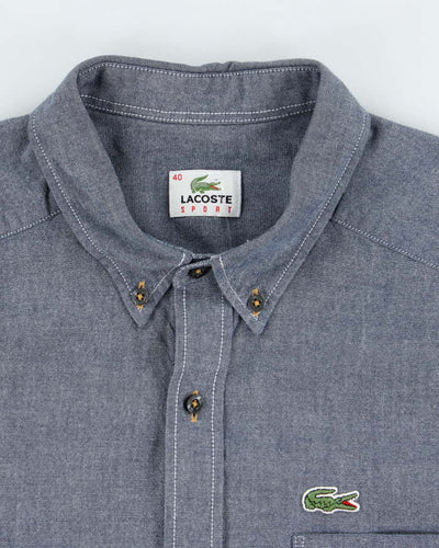 Vintage Lacoste Blue Plain Button Up Shirt - M