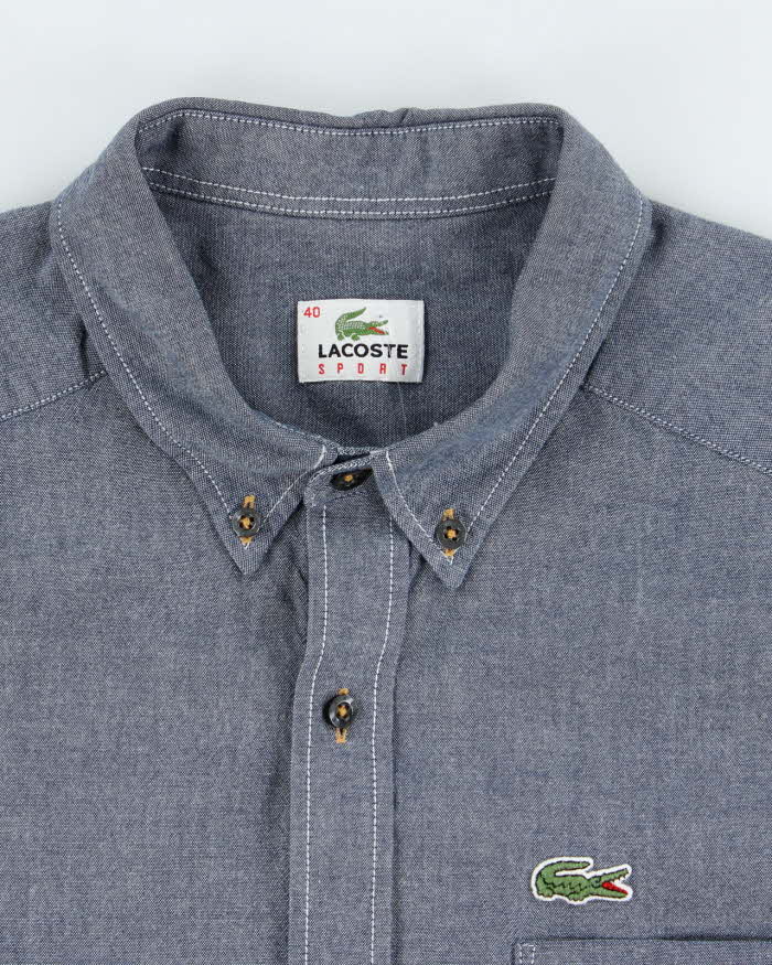 Vintage Lacoste Blue Plain Button Up Shirt - M