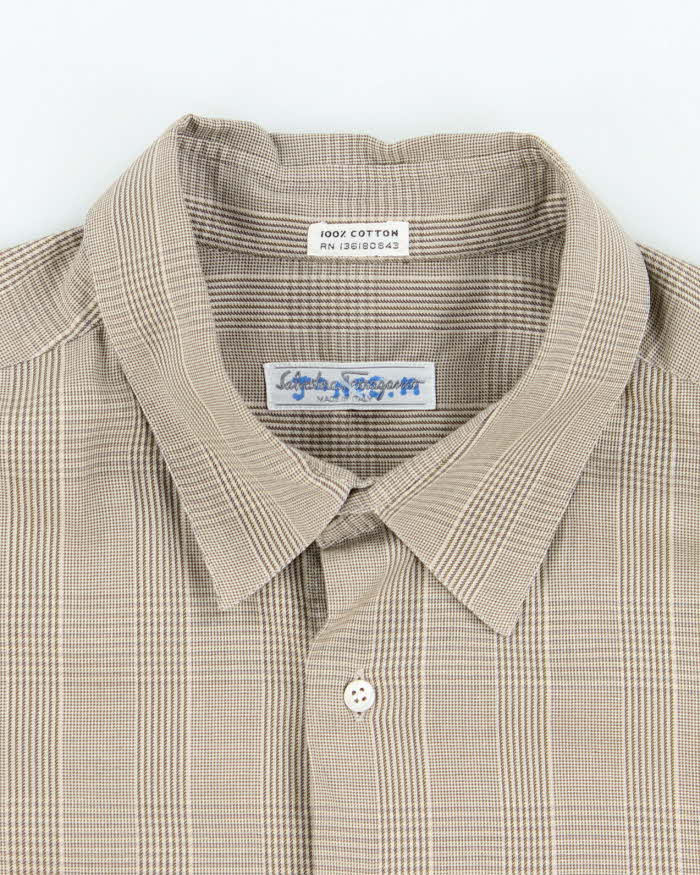Vintage Salvatore Ferragamo Checked Long Sleeve Shirt - L
