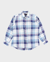 Vintage Etro Linen Checked Long Sleeve Shirt - L